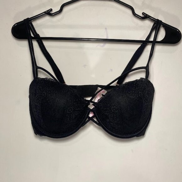 PINK Victoria's Secret Black Lace Date Push-Up Bra - Picture 1 of 4